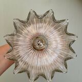 Elbow wall lamp with vintage holophane glass shade