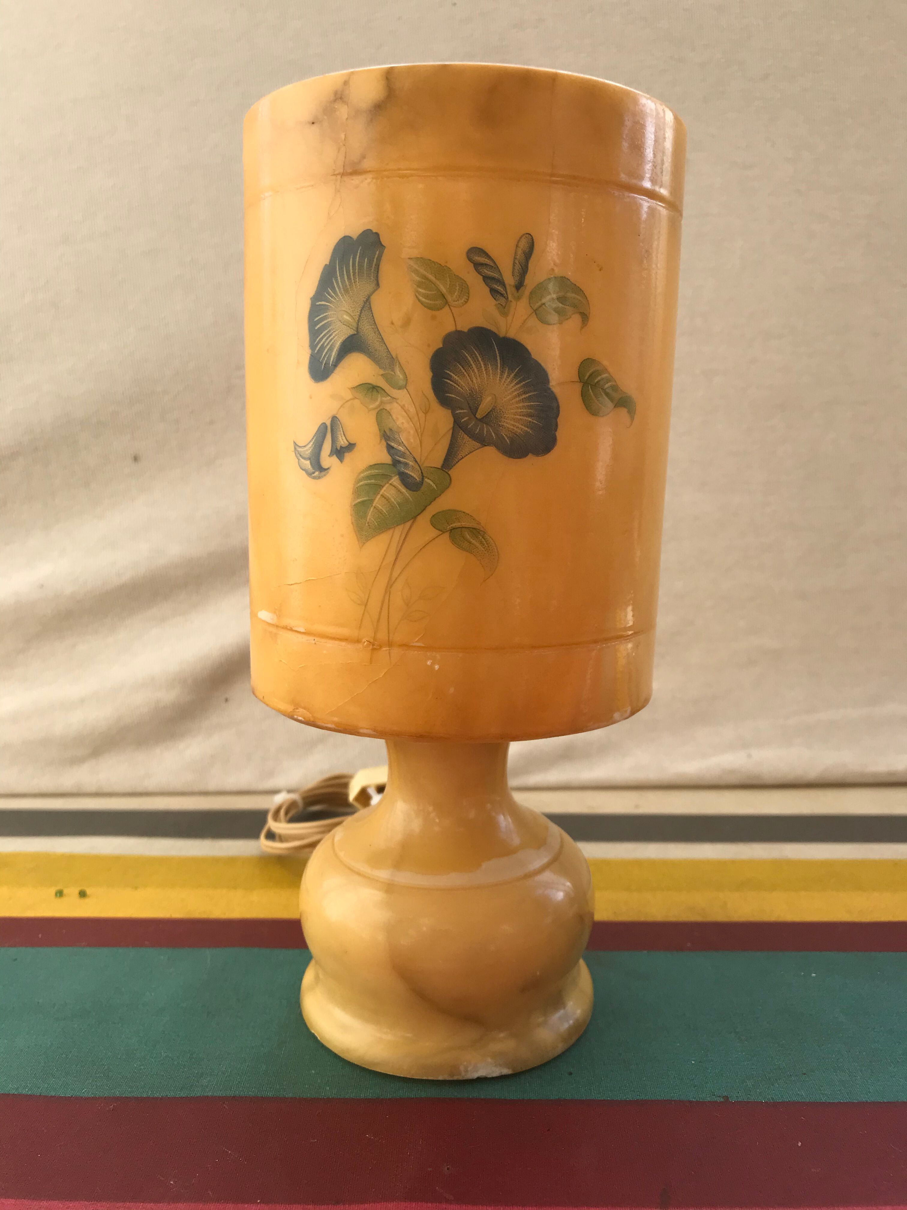 Pair of Ancient Lamp Alabaster Vintage Luminaire