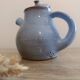 Ceramic teapot in blue/grey glaze, signed by Jeanne and Norbert Pierlot.