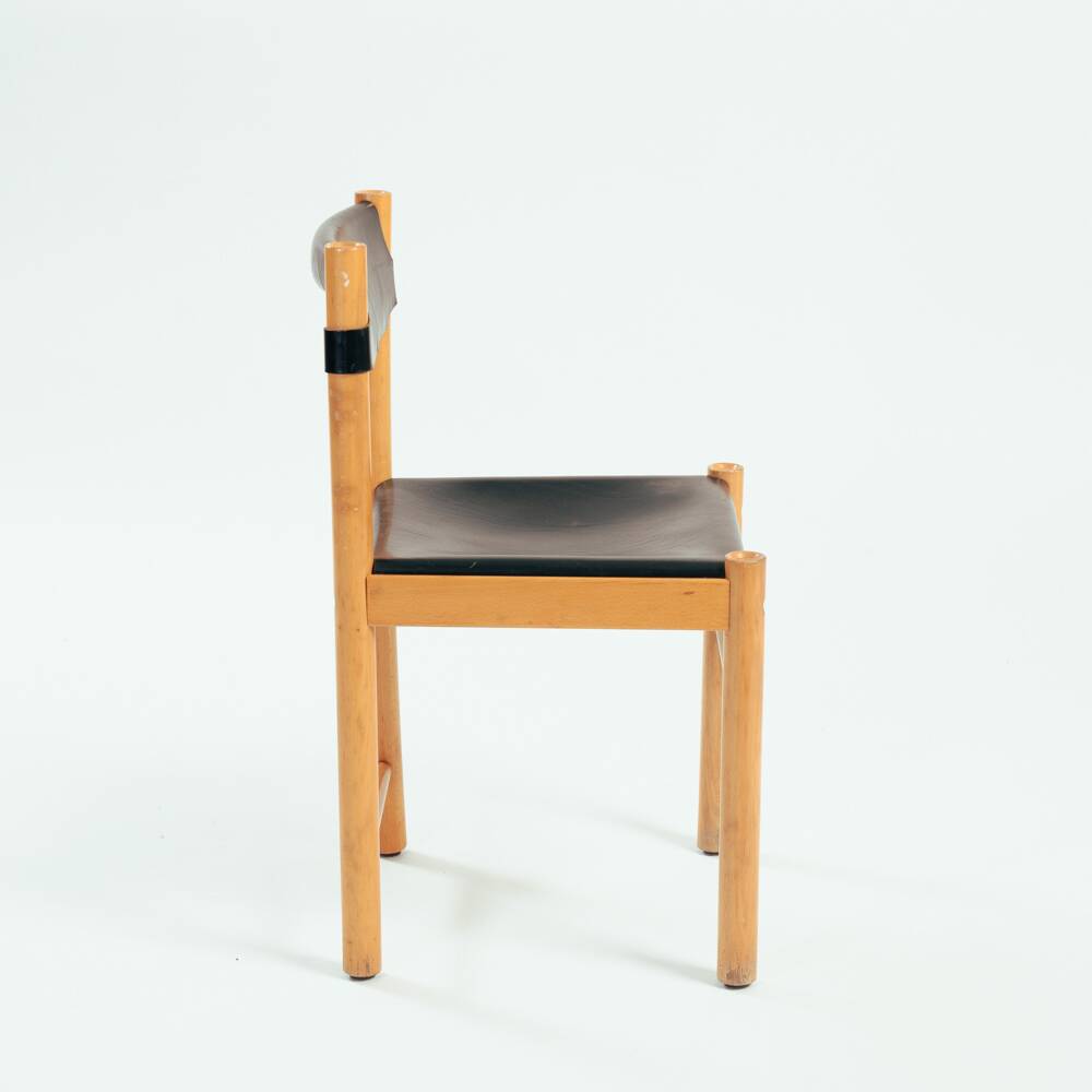 Ibisco hideleather beech stick chairs, Italy 1970, set of 2