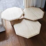 Set of 3 Vintage Italian Travertine Side Tables