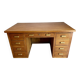 Bureau de ministre vintage double caisson en chêne – Milieu de pièce
