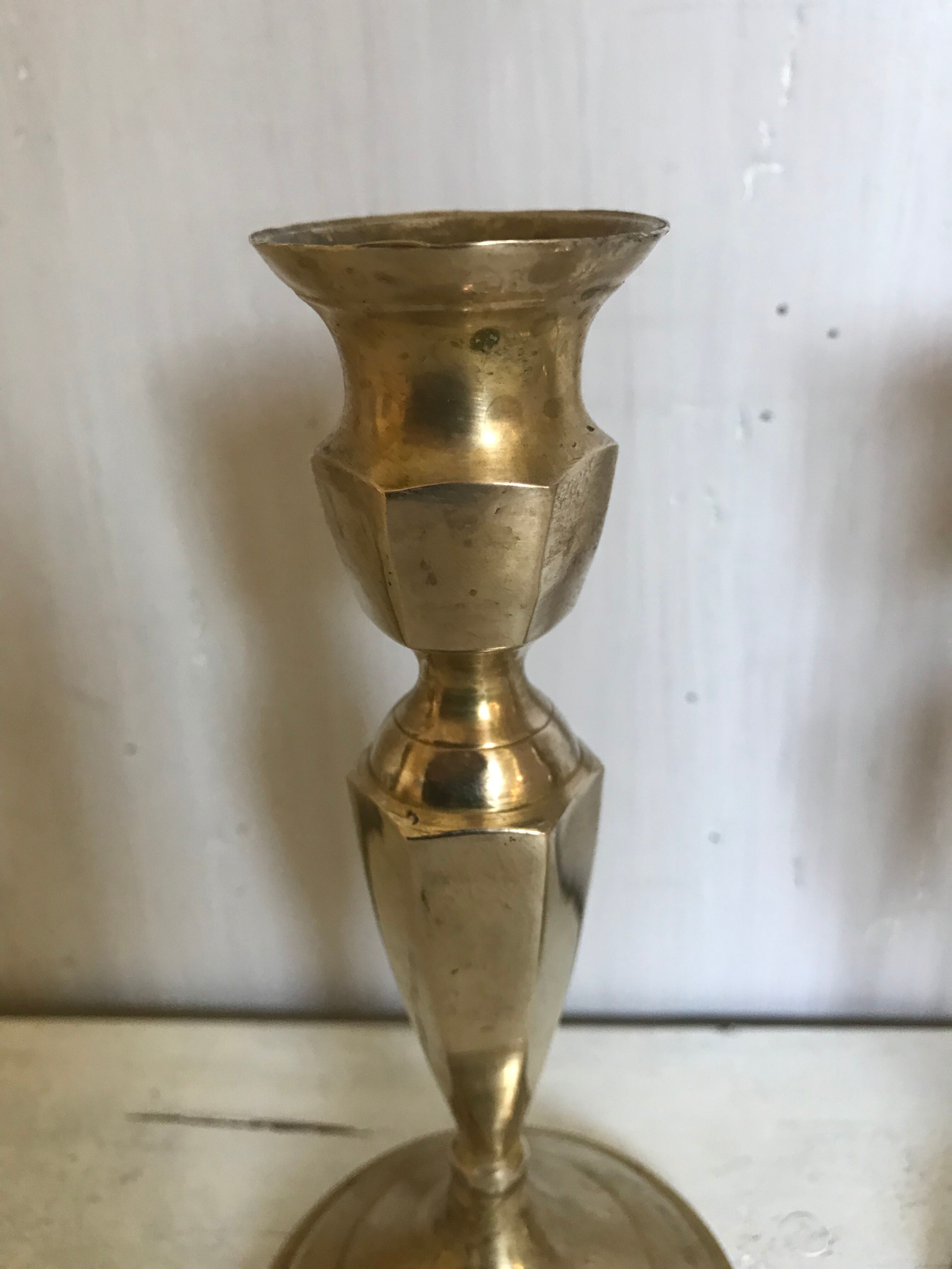 Pair of brass candle holders