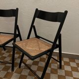 70s rattan cane folding chairs (X2)