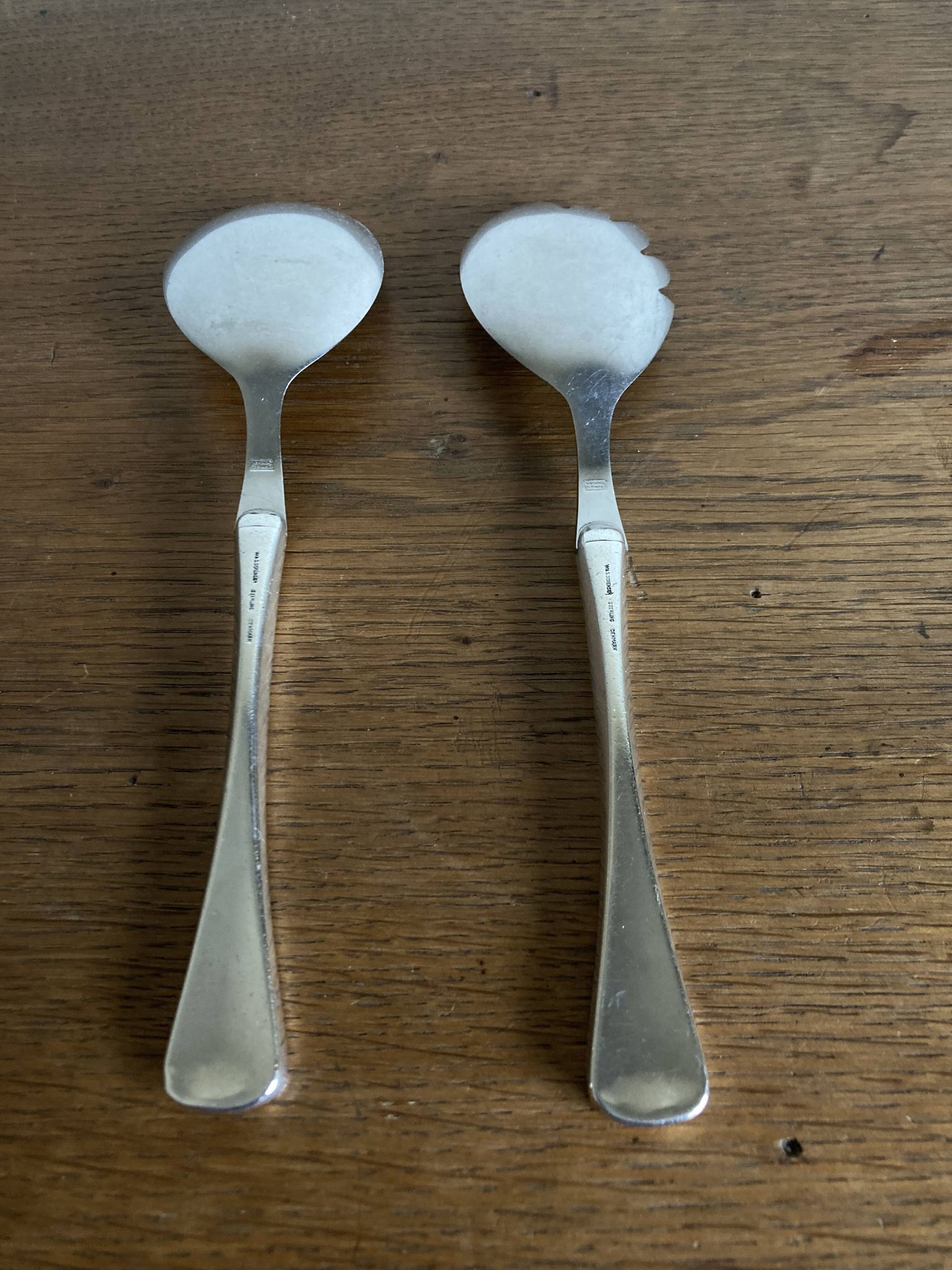Set de couverts à salade midcentury Denmark Sorensen argent sterling 1959