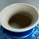 Ceramic vase ball blue art deco vintage carved numbered
