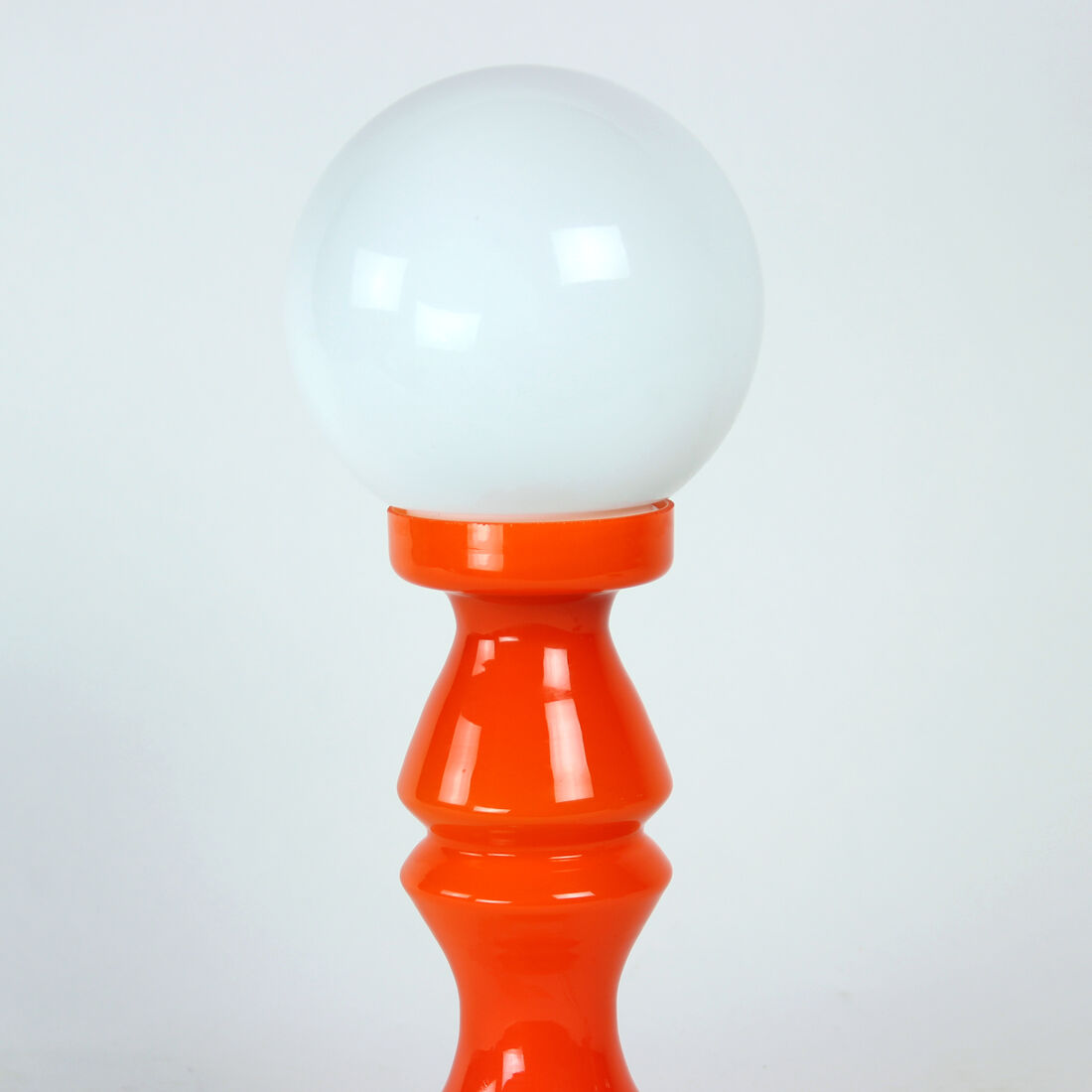 Orange glass table lamp by vitropol, poland 1960s