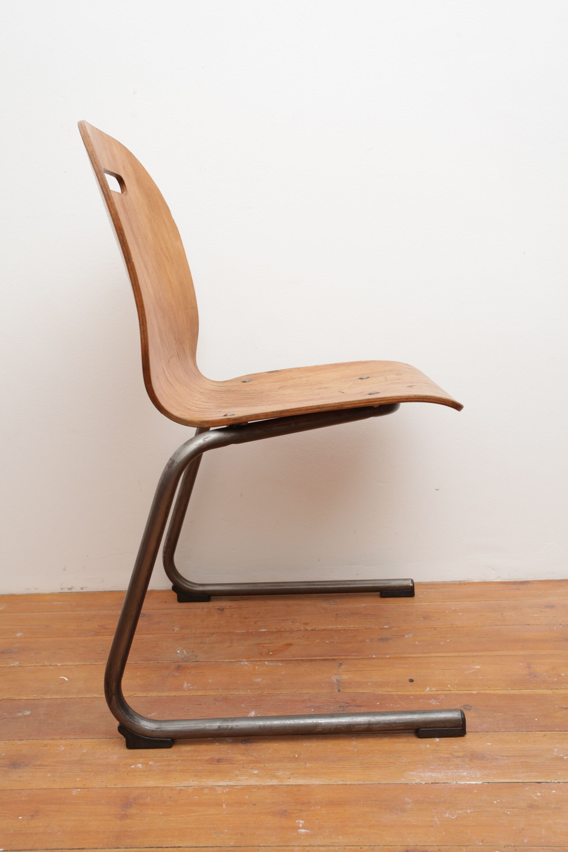 Chair, wood, handle and smoked metal