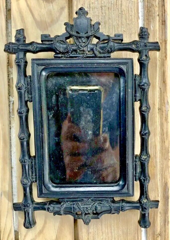 Old Napoleon III photo frame blackened hardened wood
