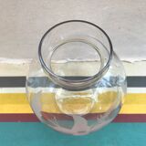 Vase boule verre dessin fleurs ciselées art déco vintage