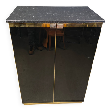 Black lacquer and marble Maison Jansen style bar, 1970s