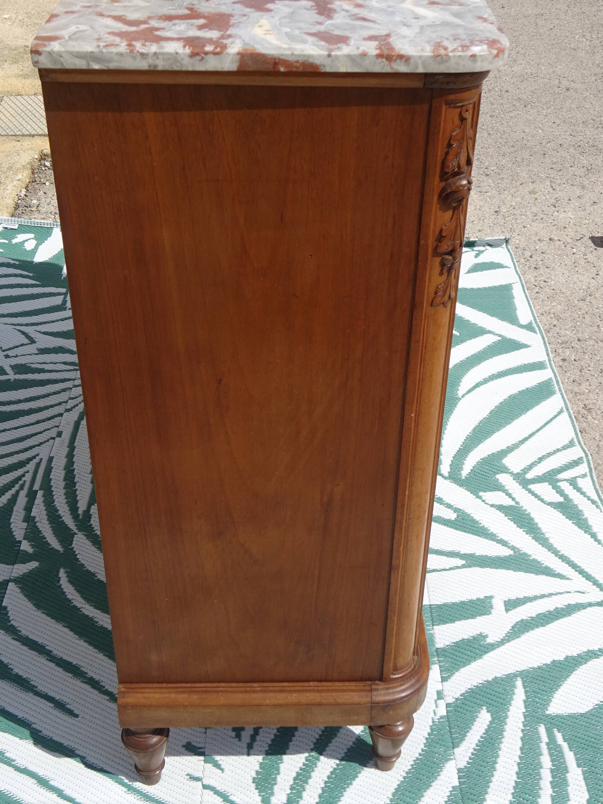 Art Deco walnut sideboard with marble top