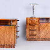 Paire de commodes ArtDéco restaurée, Palisandr, revivifiée polonaise, France, années 1930