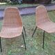 Paire de chaises de salle à manger/empilables en rotin et métal Legler, Suisse, années 1960