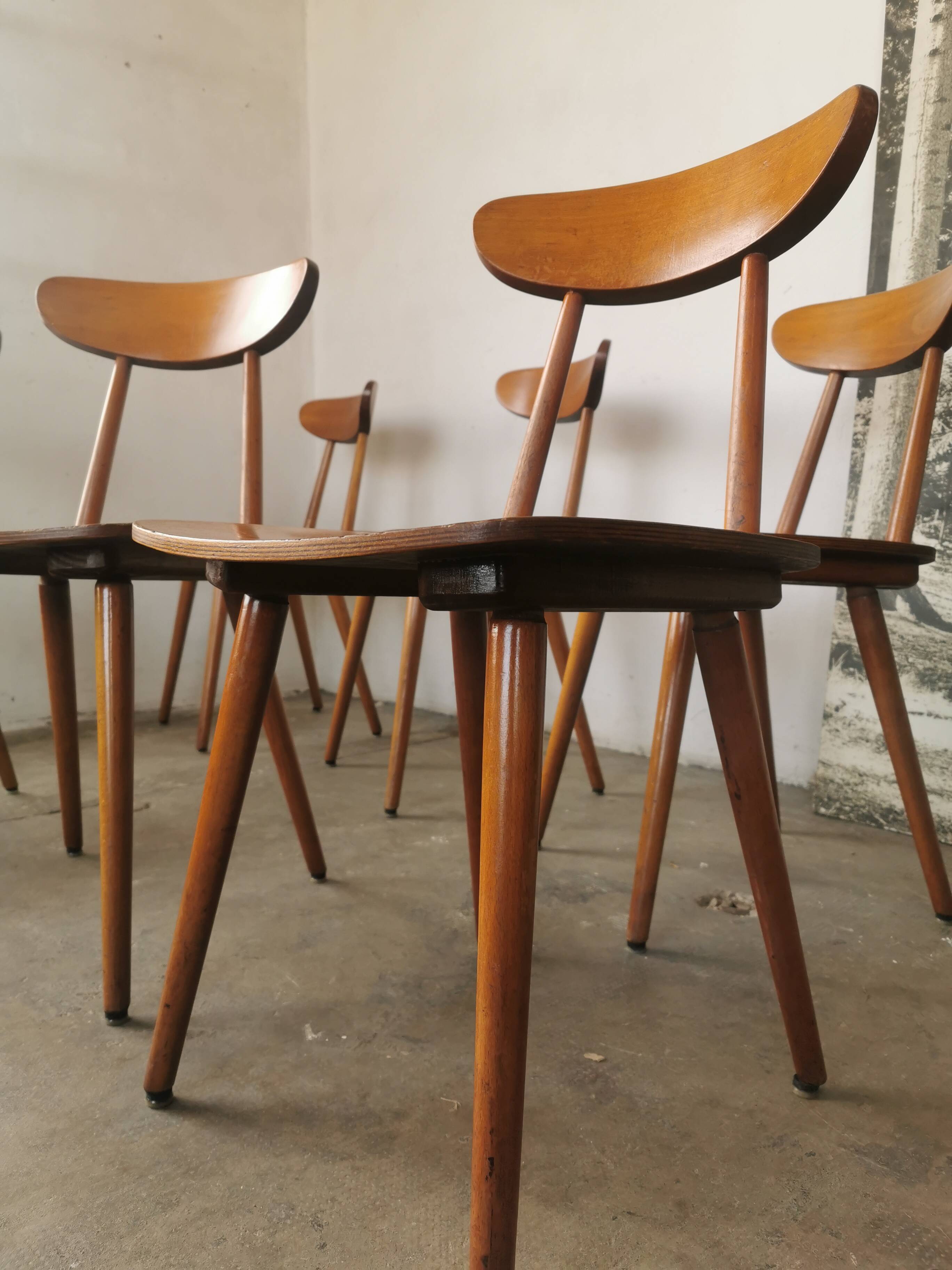 Set of 6 Hiller chairs, vintage bistro