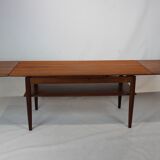 Table basse en teck avec rallonges de style danois des années 1960