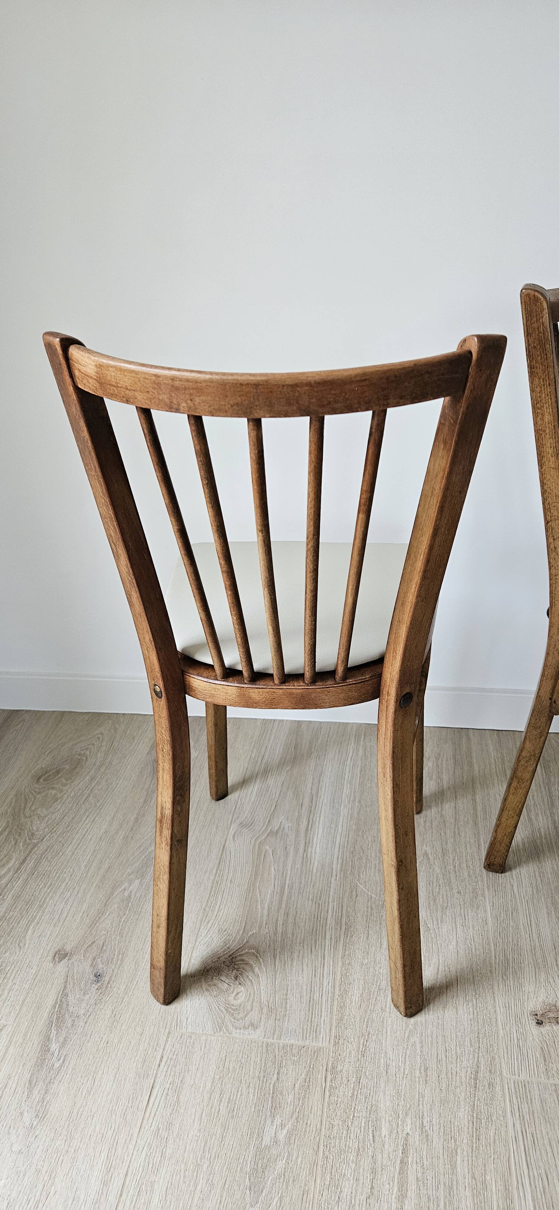 Set of 4 Baumann chairs model no. 153 – solid beech and faux leather – 1960s