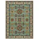 Contemporary Handmade Wool Area Rug, Turquoise Geometric Pattern Carpet for Living Room