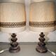 Pair fat lava ceramic curvy organic table lamps, Germany, 1960s