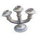 🕯️ 3-branch chandelier in handcrafted earthenware – Blue and white decor