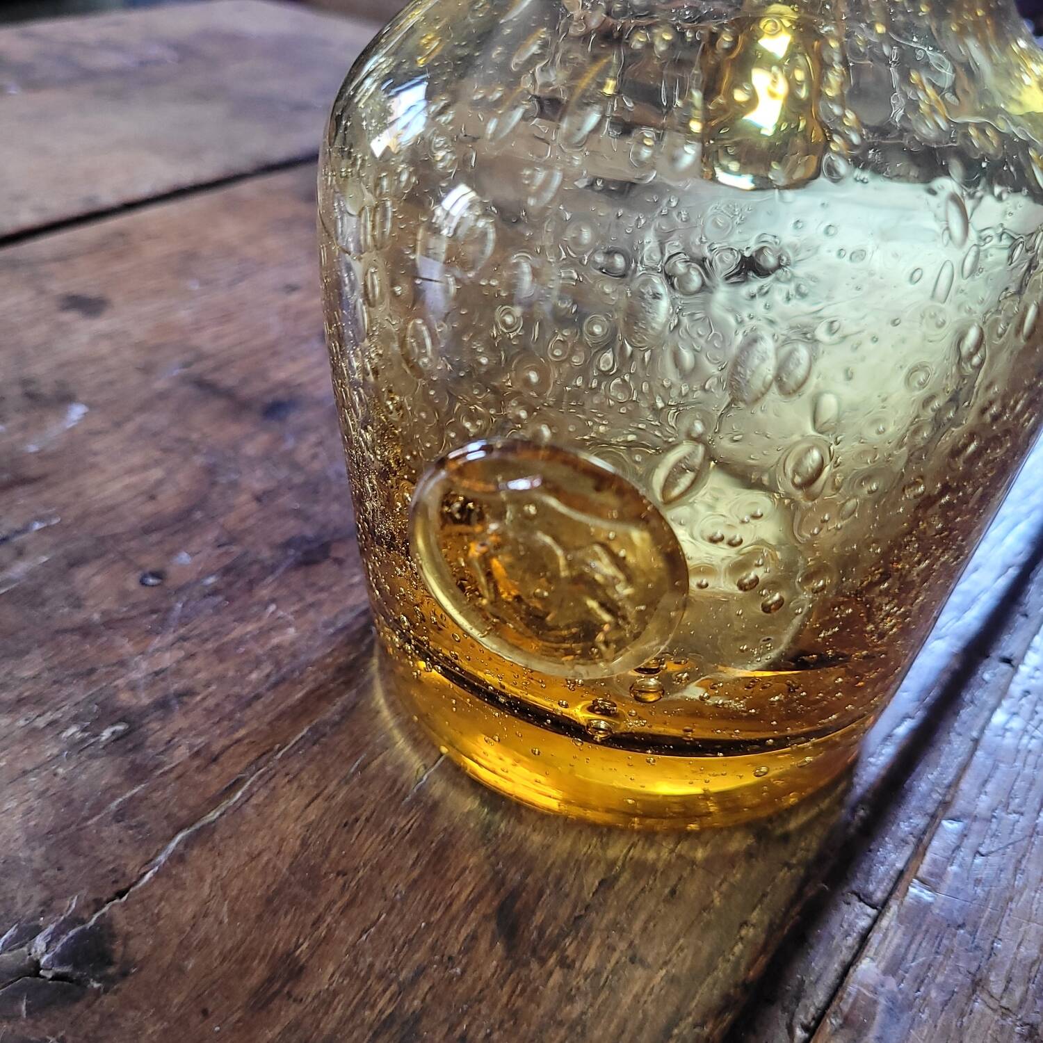 Amber bubble glass pitcher