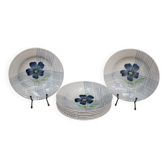 Lot de 8 Assiettes creuses Digoin Sarreguemines "Valentin"