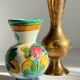 Vintage handcrafted ceramic and brass vases