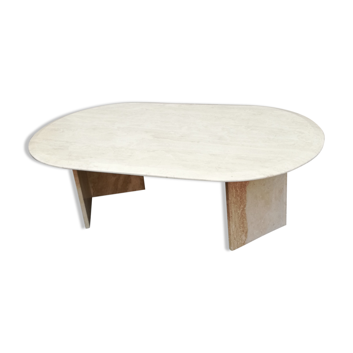 Vintage oval travertine coffee table