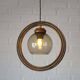 Wooden hanging light / vintage handmade rustic pendant lamp 1970's