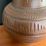 Trio of vintage vases in chiselled terracotta