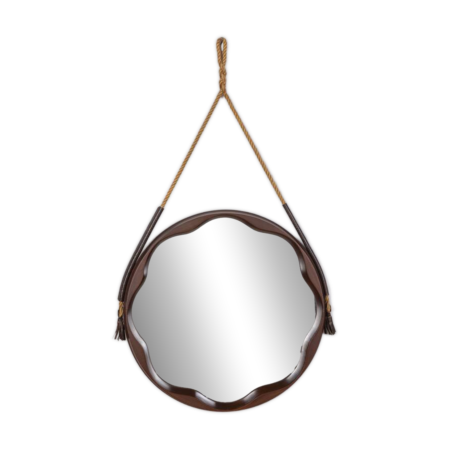 Miroir mural vintage des années 1970 en bois moulé, design italien.