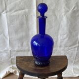 Blue molded glass carafe