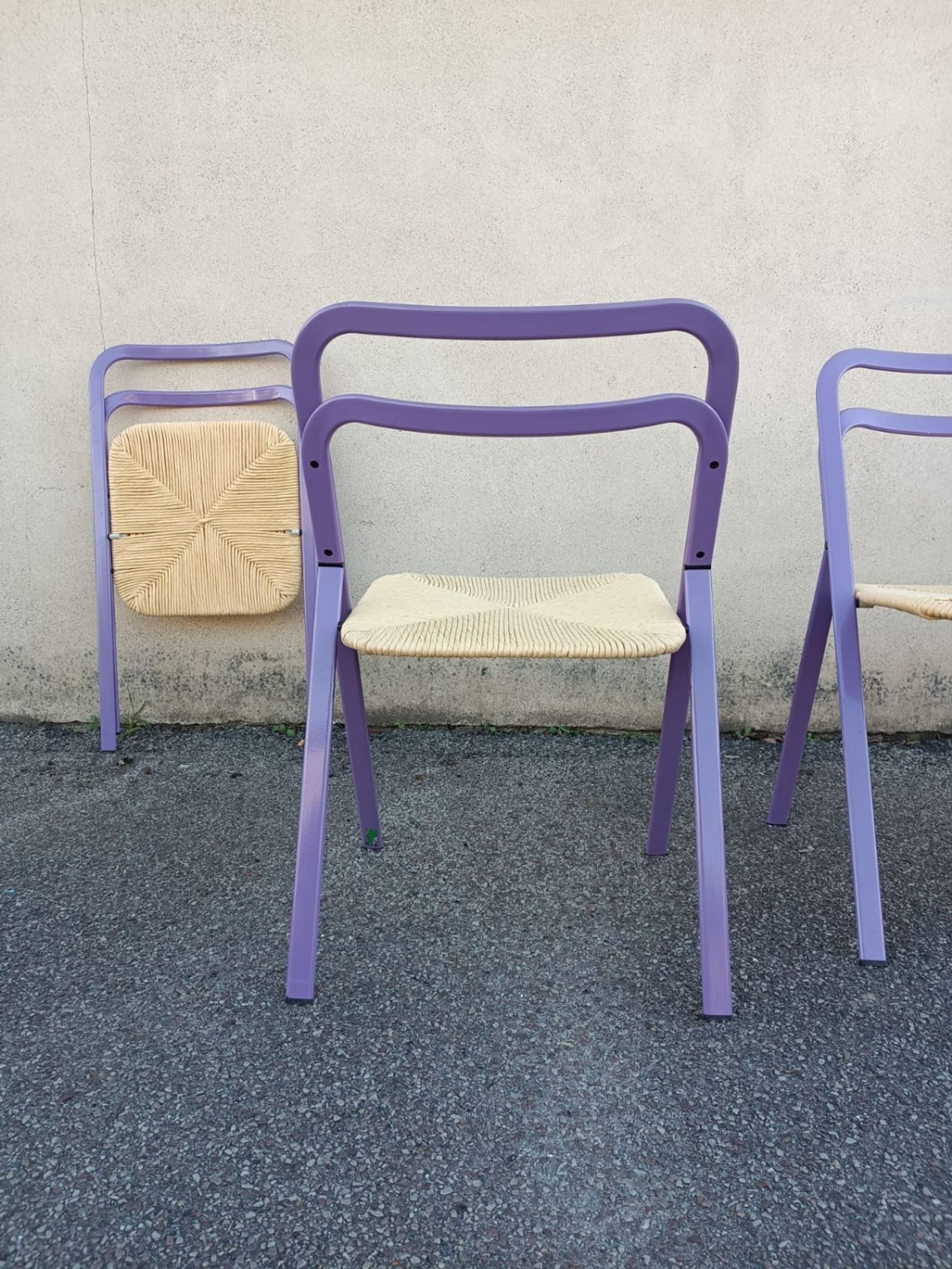 Set of 4 vintage Italian folding chairs by Giorgio Cattelan for Cidue, 1970s