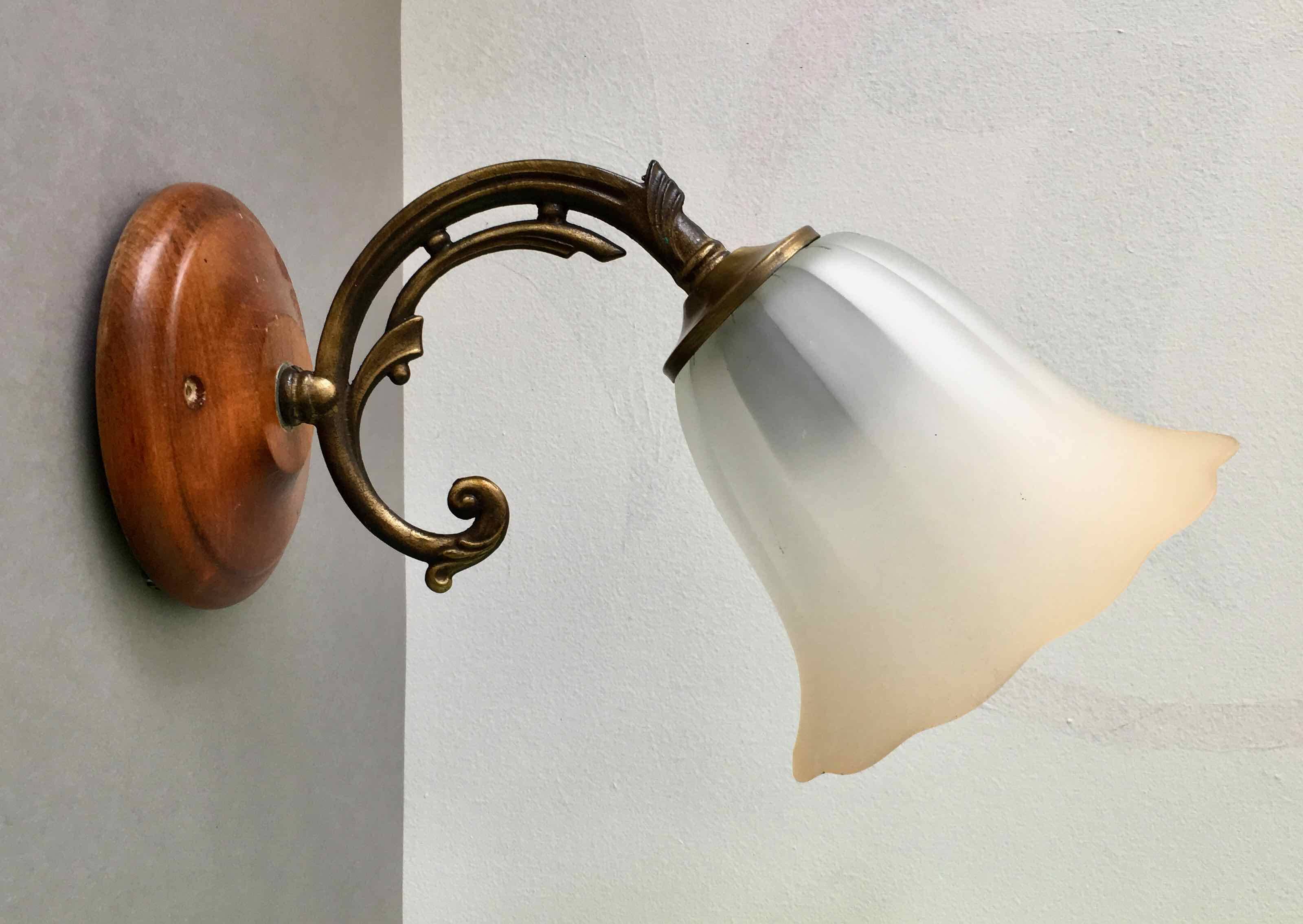 Frosted glass tulip wall light