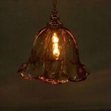 Suspension Murano ambre vintage Honsel, lampe en verre italienne