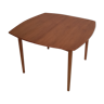 Square Scandinavian dining table, rounded teak edge from the 1960s