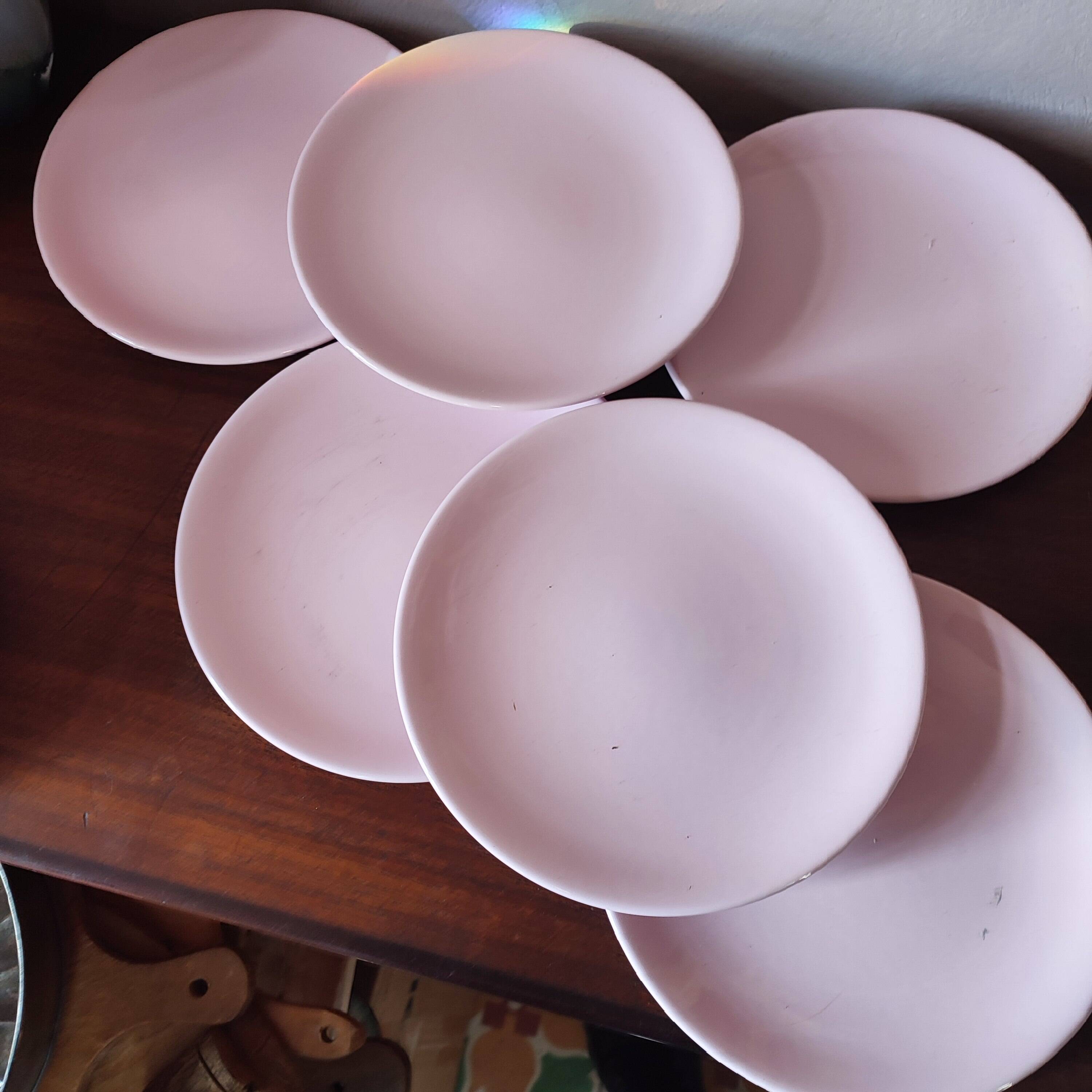 6 pink earthenware plates by Niderwiller
