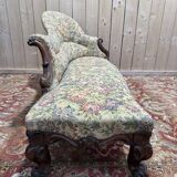 Méridienne époque Napoléon III en noyer sculpté