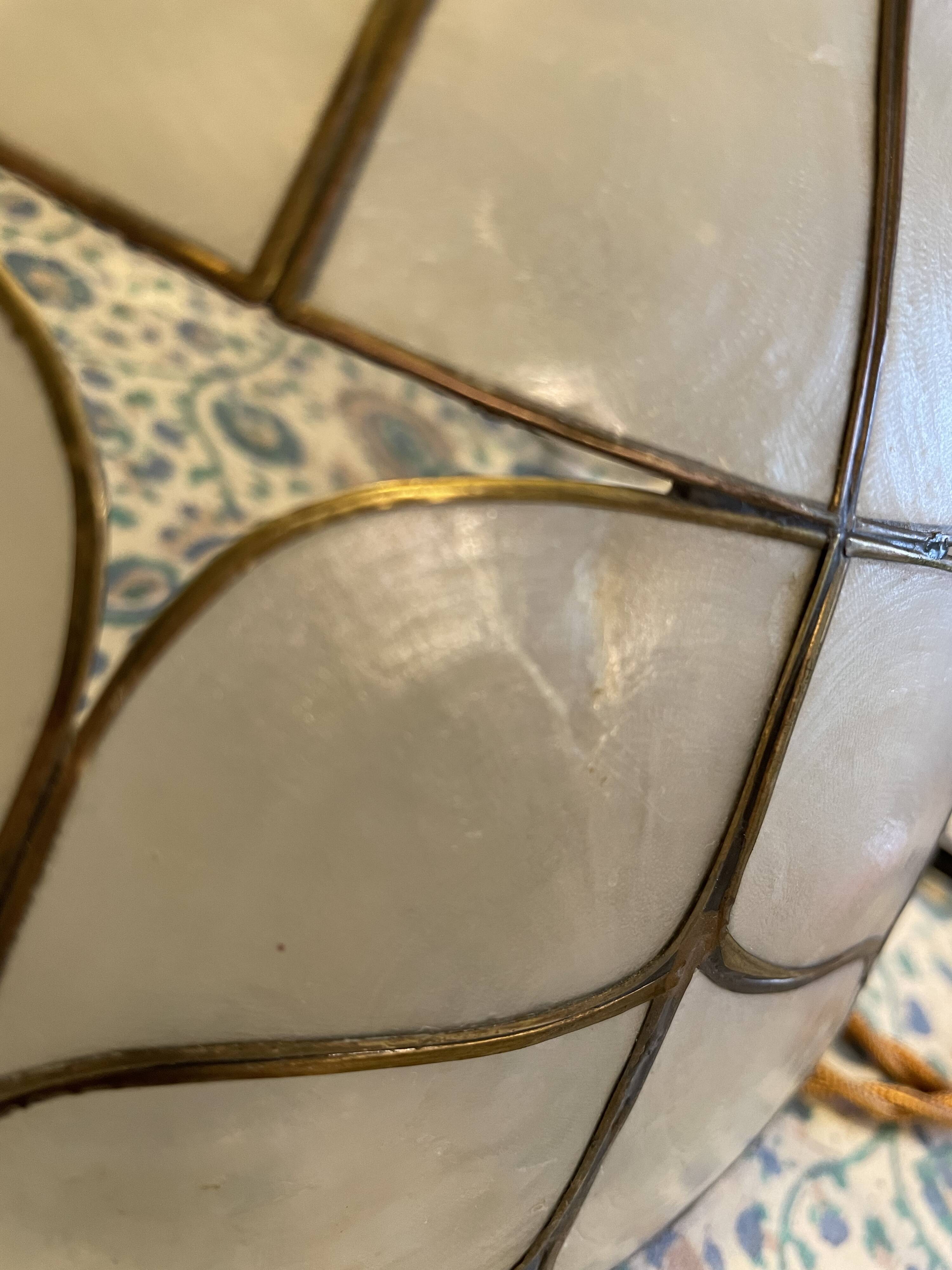 Suspension mother-of-pearl and brass diam 25 cm