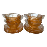 6 tasses à café en verre ambré 1970 italiennes