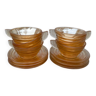 6 tasses à café en verre ambré 1970 italiennes