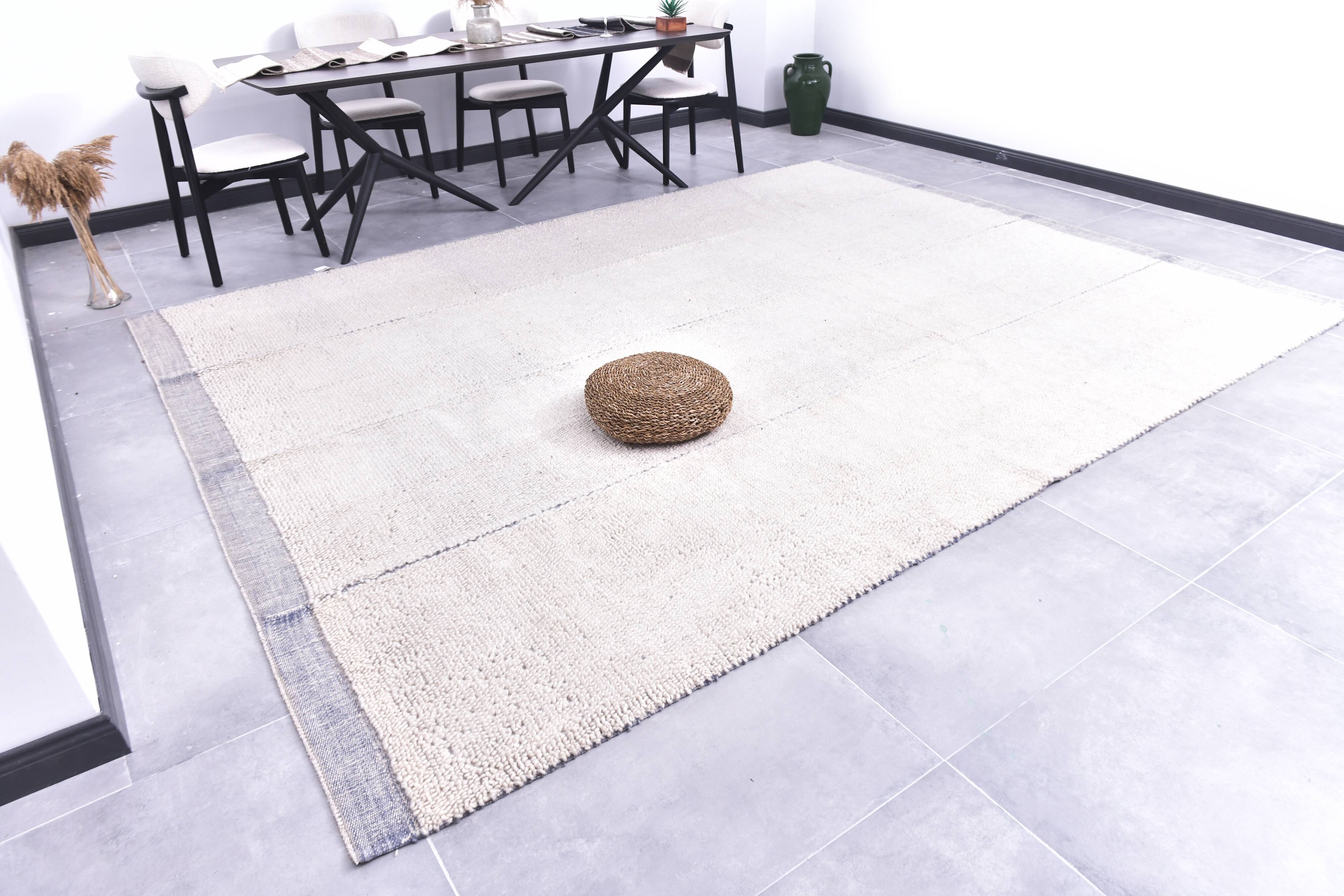 9x12 Soft Pastel White & Blue Vintage Rug, 273x357Cm