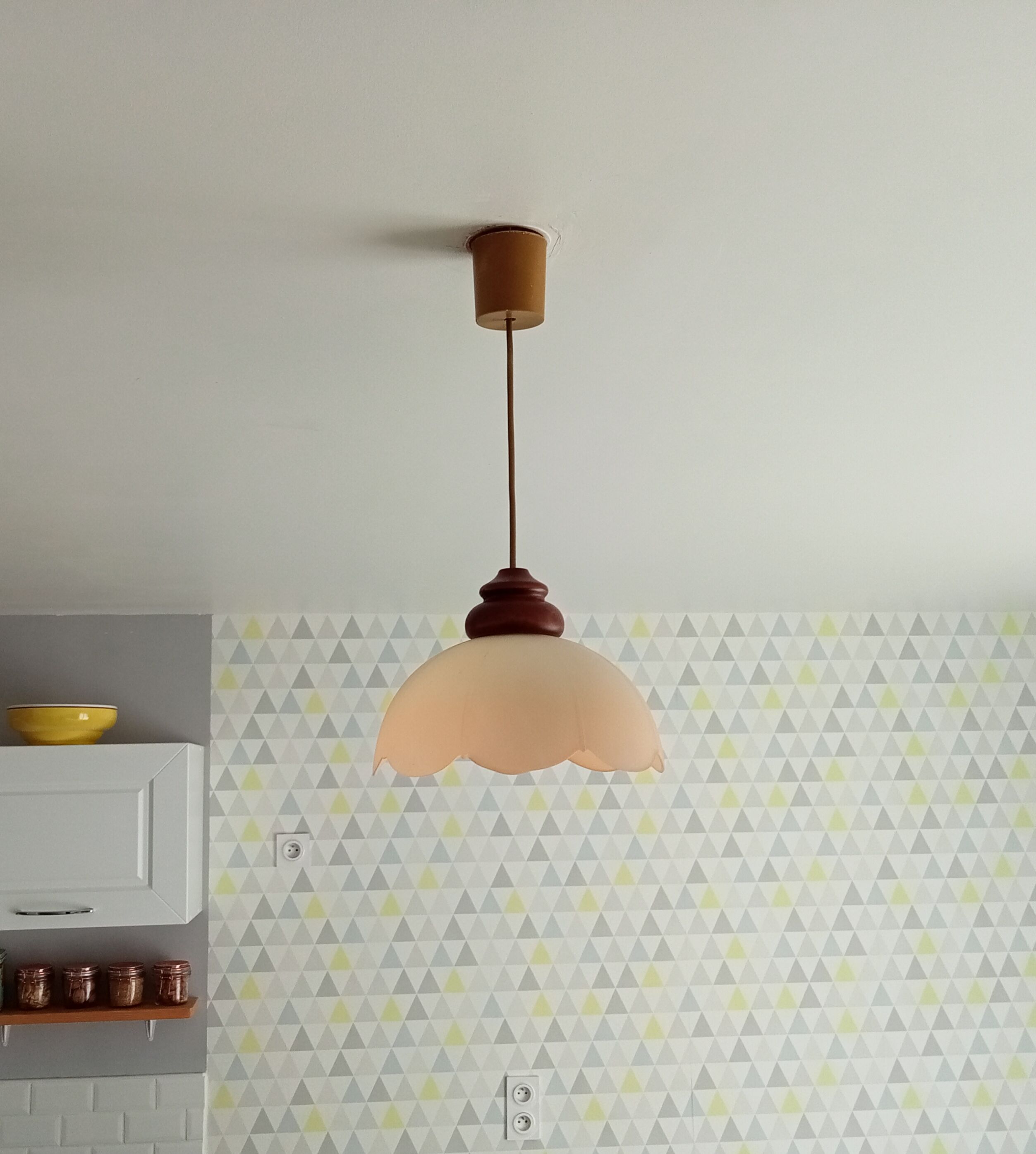 Vintage opaline pendant lamp