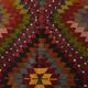 Geometric Pattern Burgundy  Turkish Vintage Kilim Rug, 188x338 Cm