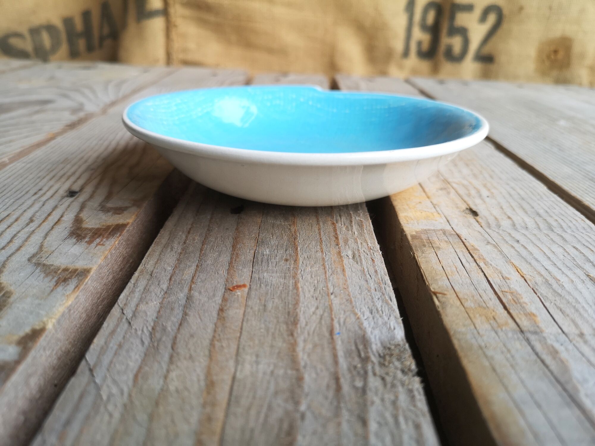 Blue Saucer in Faience from Salins Collection Deauville