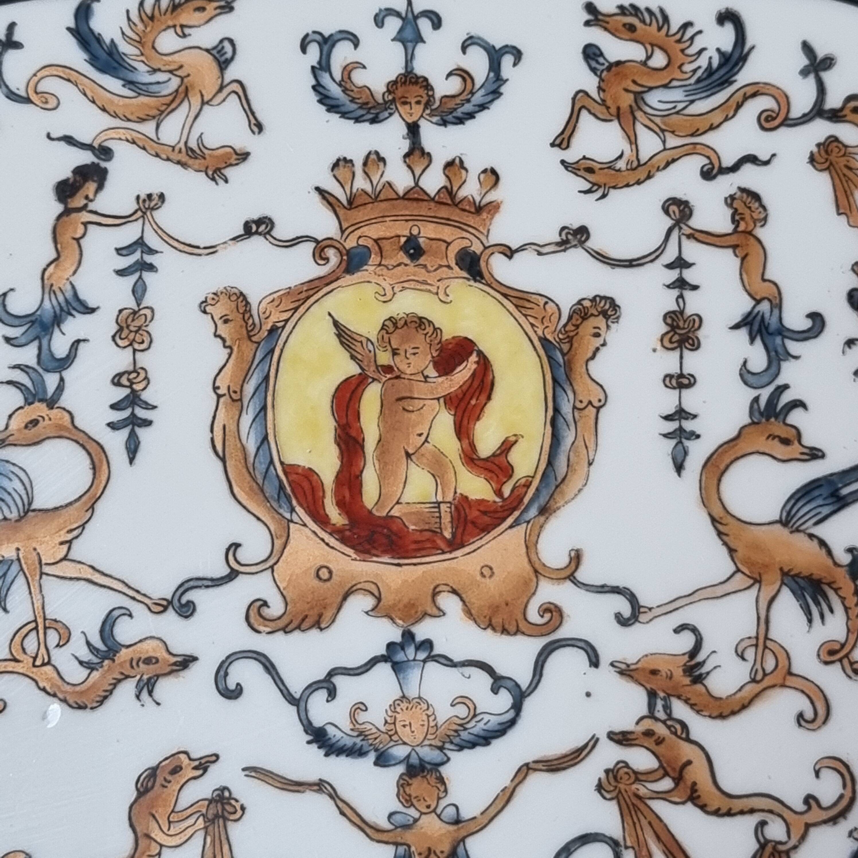 Hand-painted Toussi Court plate or tray and planter set