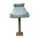 Brass lamp with vintage blue laminated lampshade