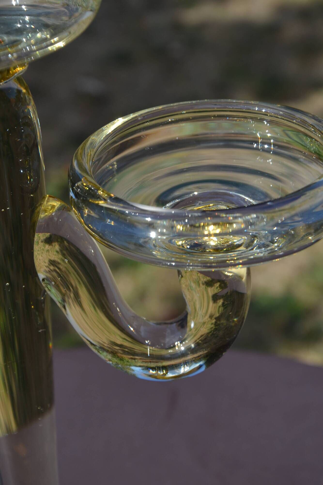 Large blown glass chandelier with bubbles