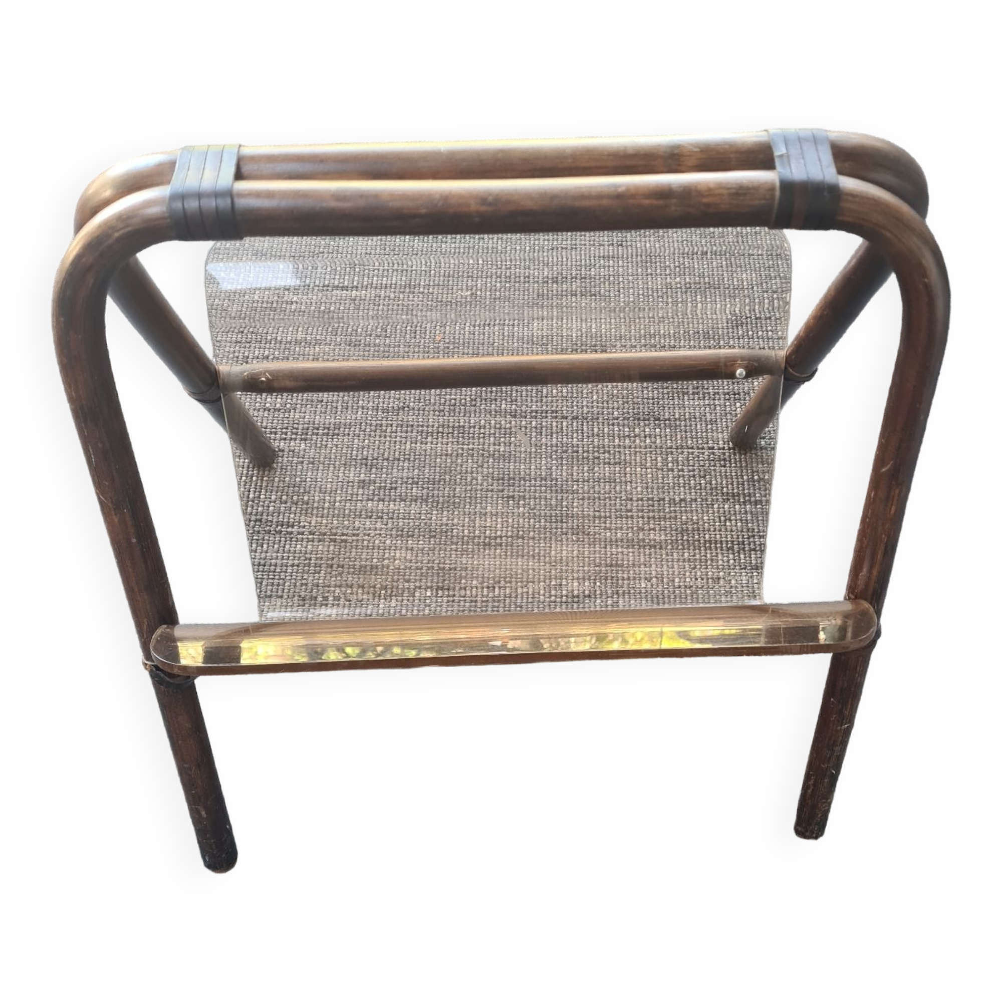 Magazine rack: plexiglass and rattan