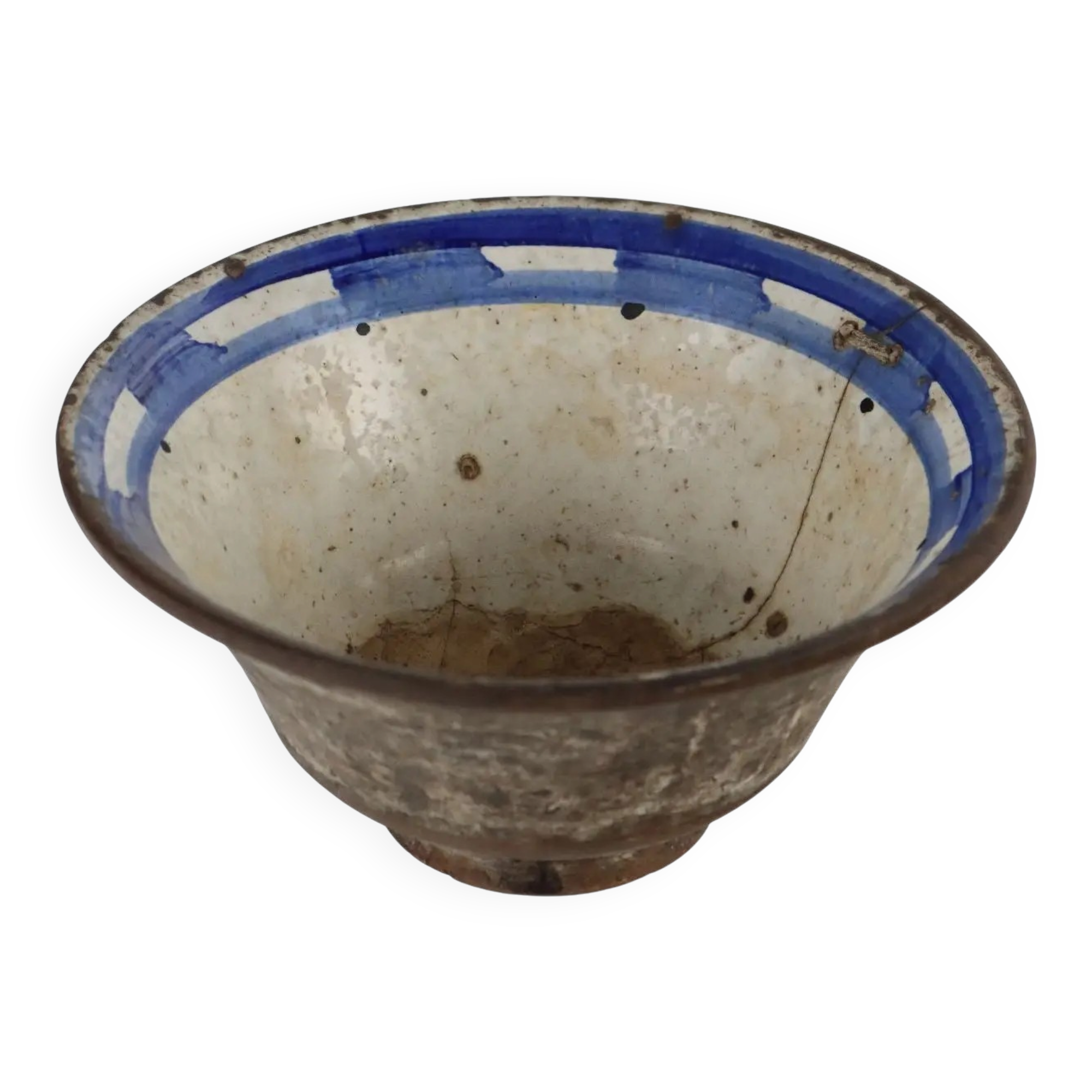 Coupe ancienne début XIXe siècle en terre cuite décorée